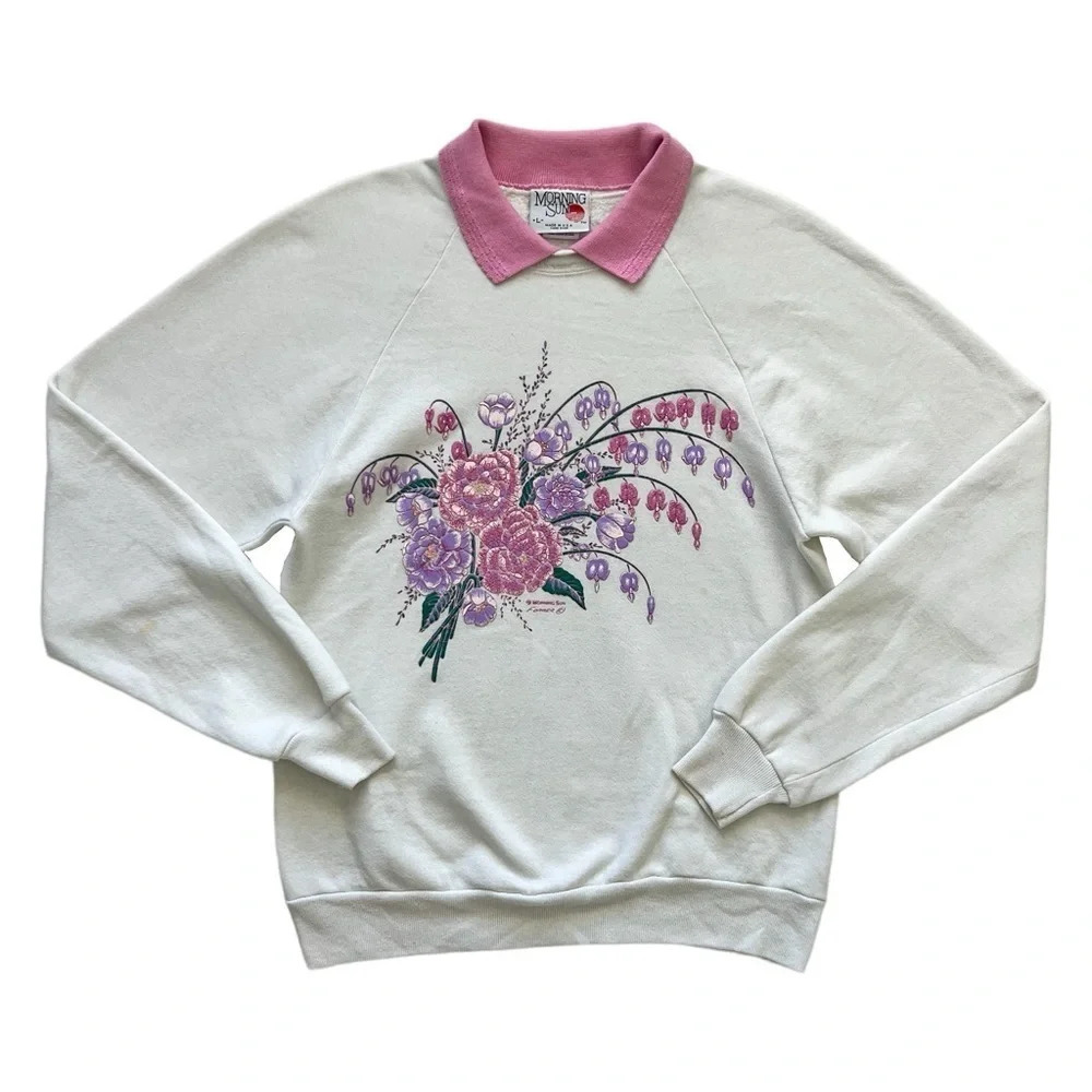 Vintage 90’s Morning Sun Collared Grandmacore Pullover